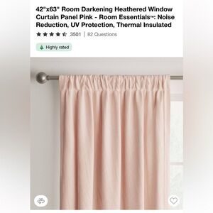 Room Essentials Soft Pink Room Darkening Curtain Panel